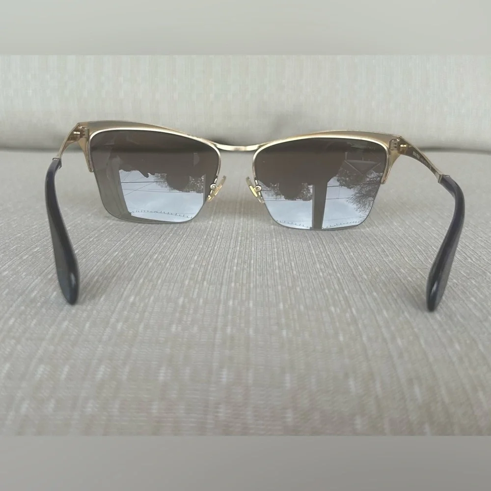 NWOT Miu Miu Blue and Gold Browline Sunglasses - Picture 3 of 5